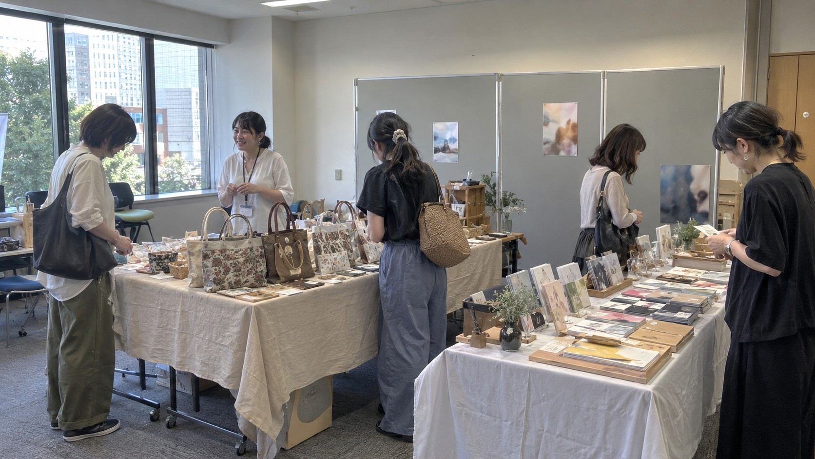 会議室で開かれる小規模な展示会